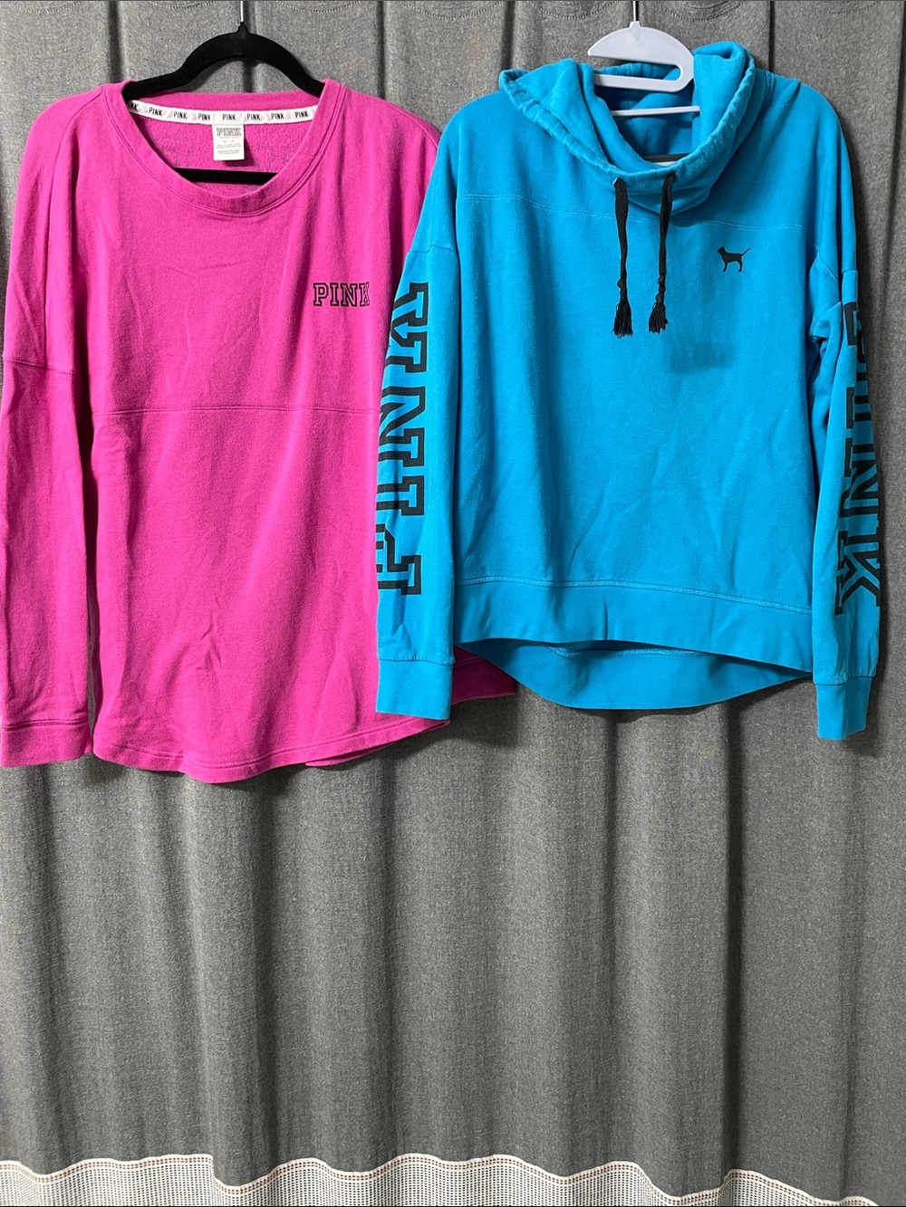 PINK Victoria's Secret Hot Pink & Aqua Blue Pullover Sweatshirts (2)